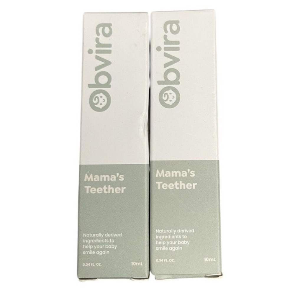 Obvira Mama's Teether Natural Teething Comfort Roller 10mL 2 Pack Plant Based